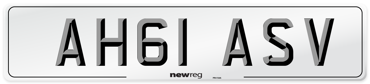 AH61 ASV Number Plate from New Reg